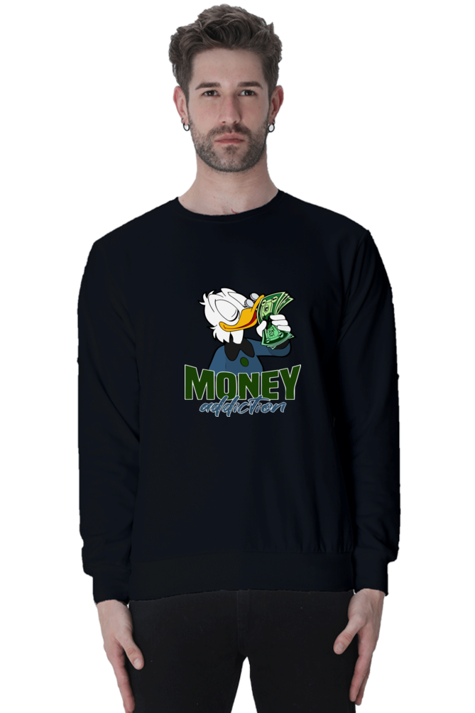 Unisex Printed Sweatshirts | Money Addiction Graphic Printed Sweatshirt