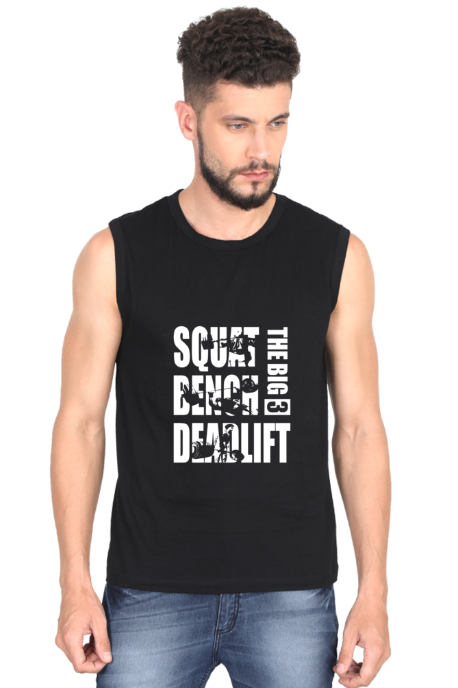 The Big 3 Squat, Bench, Deadlift Round Neck Sleeveless T-Shirt for Active Lifestyles