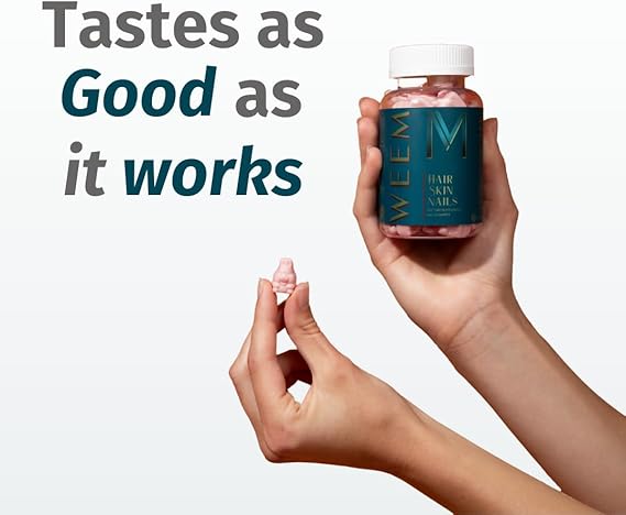 WEEM Hair Skin and Nails Gummies – Vegan Biotin Vitamins for Healthy Hair, Skin & Nails (Pack of 3)