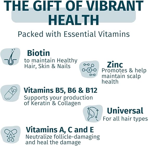 WEEM Hair Skin and Nails Gummies – Vegan Biotin Vitamins for Healthy Hair, Skin & Nails (Pack of 3)