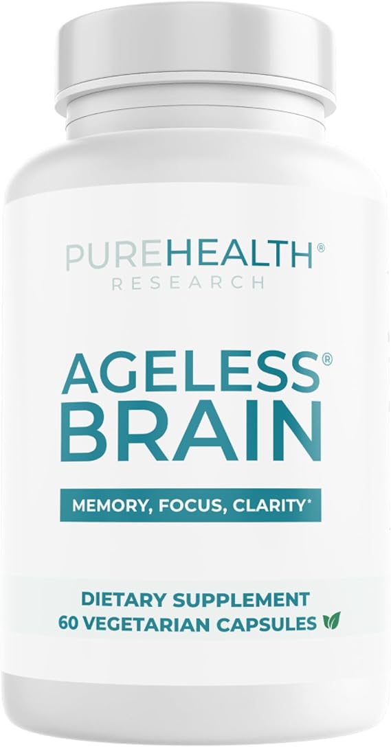 PUREHEALTH RESEARCH Ageless Brain Supplements for Memory and Focus (60 Capsules)