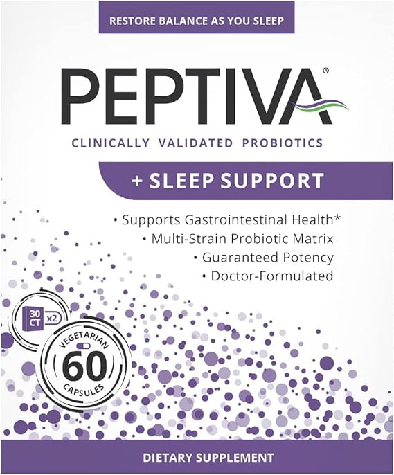 Peptiva 26 Billion CFU Probiotic and Sleep Support Supplement