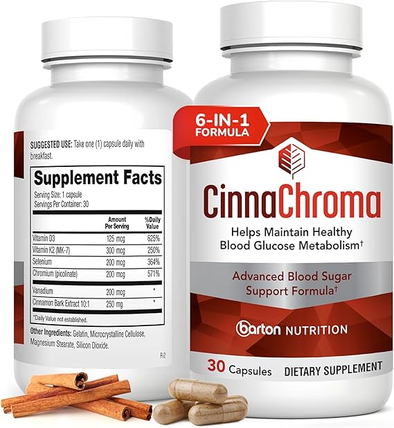 CinnaChroma Capsules – Advanced Cinnamon Supplement for Blood Sugar Support (30 Capsules – 1 Month Supply)