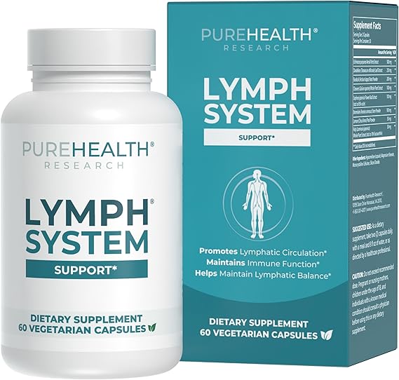 PUREHEALTH RESEARCH Lymph System Support – Lymphatic Drainage Supplement (60 Capsules)
