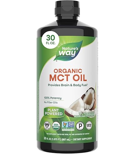 Nature's Way Organic MCT Oil bottle on a white background