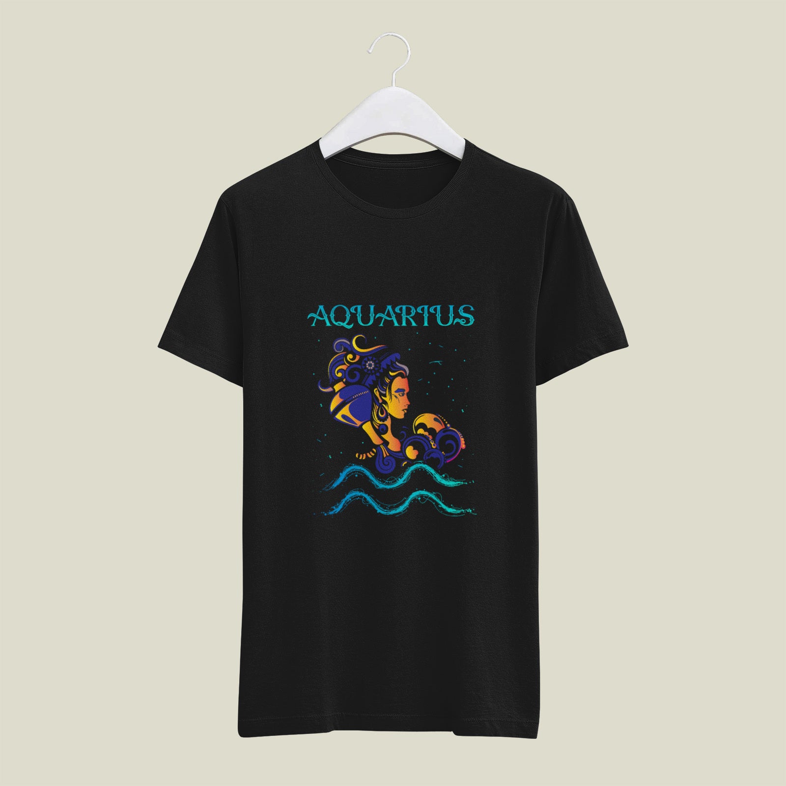 Aquarius Zodiac Sign Printed Unisex Half Sleeve T-Shirt